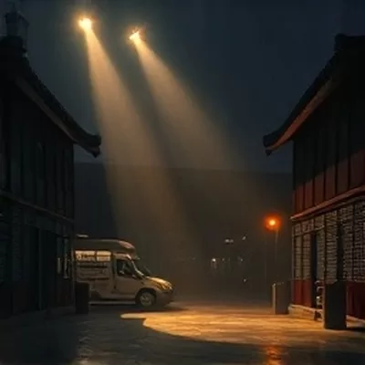 凌晨空旷十字路口的信号灯