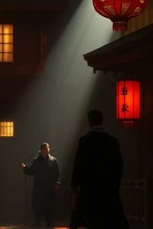 挂满纸灯的窄巷与来往人群背影